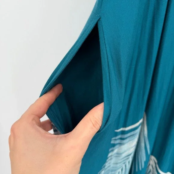 Soma Ultimate Maxi Bra Dress Size L Tropic Palm Ocean Depths Teal Blue - Picture 4 of 11